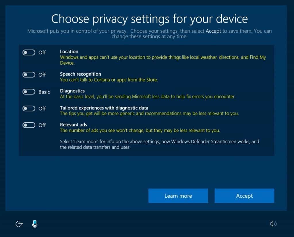 Microsoft annonce un nouveau tableau de bord de confidentialité et élimine les «paramètres express» controversés dans la mise à jour de Windows 10 Creators
