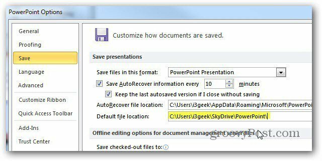 Enregistrer les documents Microsoft Office sur SkyDrive par défaut
