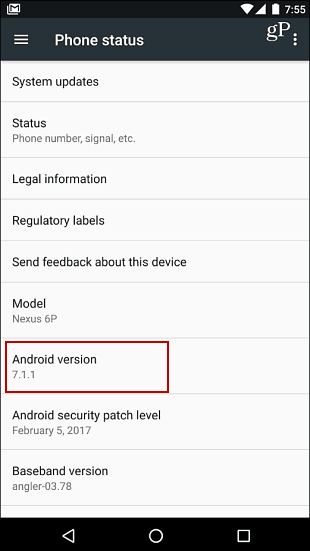 version android