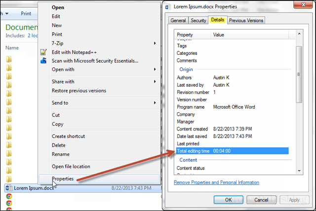 Suivez le temps que vous passez à modifier les documents Word d'Office 2013