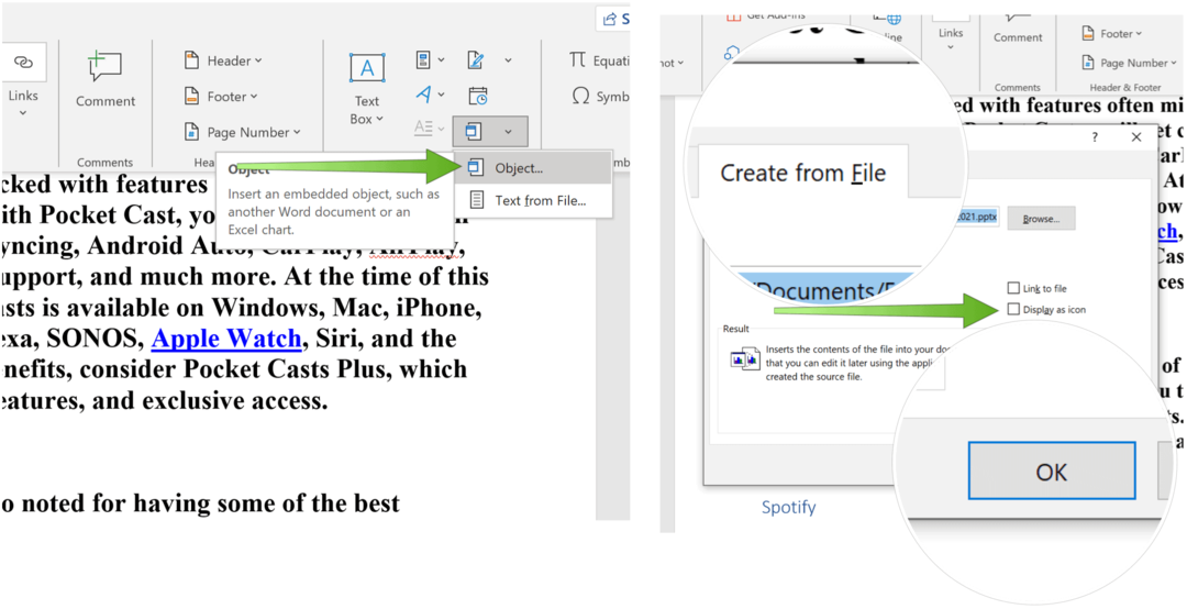 Incorporer une diapositive PowerPoint Powerpoint créer à partir d'un fichier