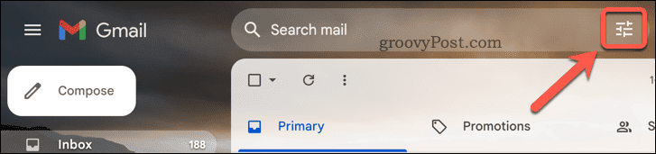 Bouton de recherche avancée Gmail