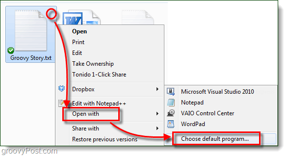 Windows 7 ouvert avec le programme par défaut