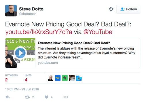 tweet de steve dotto avec lien youtube