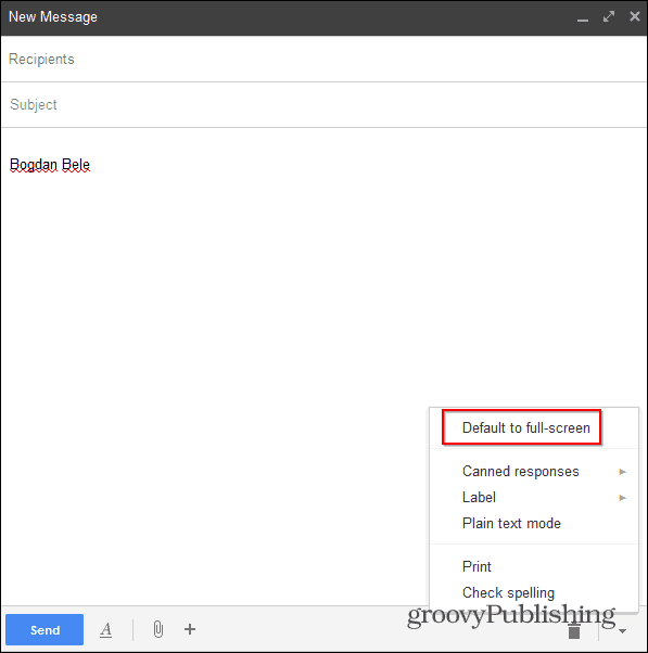 Nouveau Gmail Compose plein écran