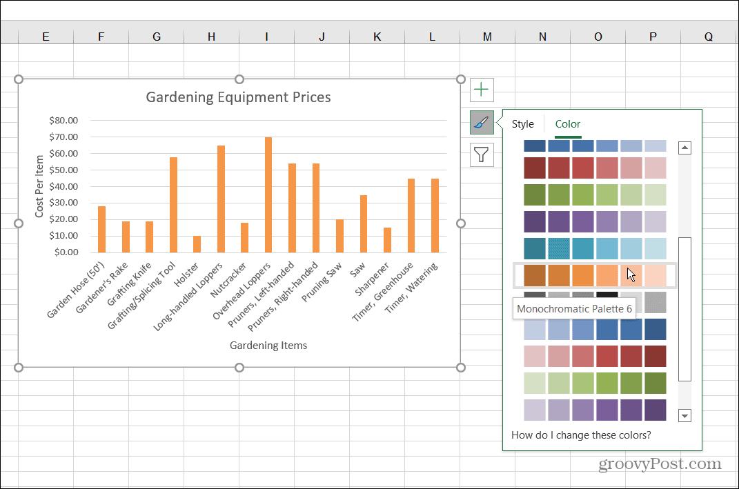 Changer le graphique à barres de style de couleur Excel