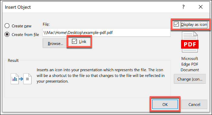 Insertion d'un fichier PDF en tant qu'objet dans PowerPoint