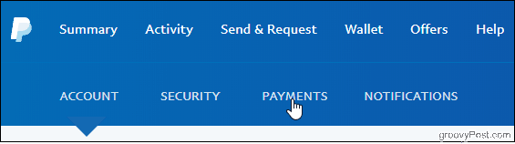 Onglet Paiements Cliquez sur PayPal