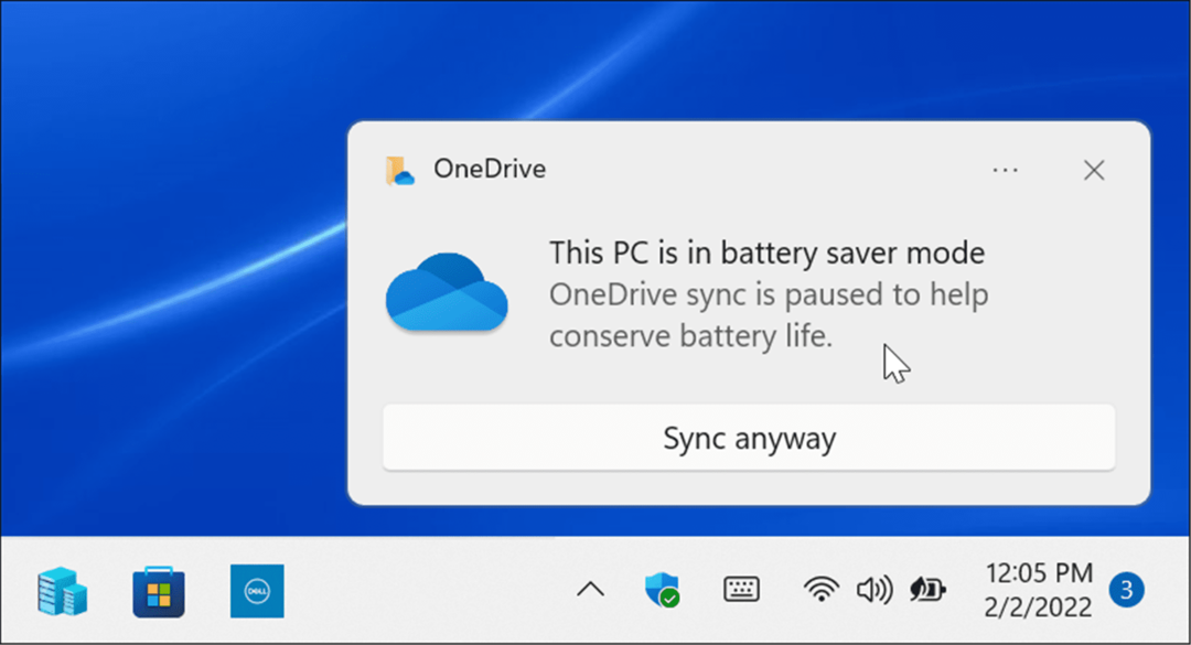 Mode économie de batterie Synchronisation OneDrive interrompue