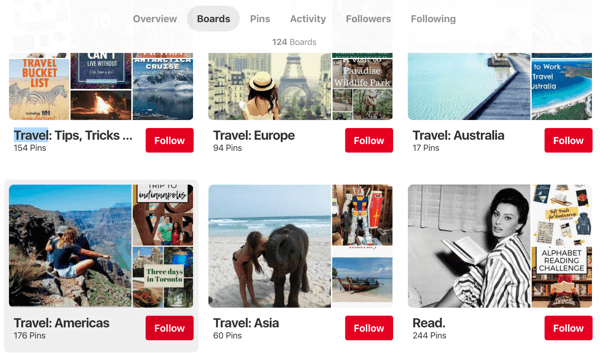 Conseils sur la façon d'améliorer votre portée sur Pinterest, exemple 1, Conseils de voyage Endless Bliss Planches Pinterest Organisées région