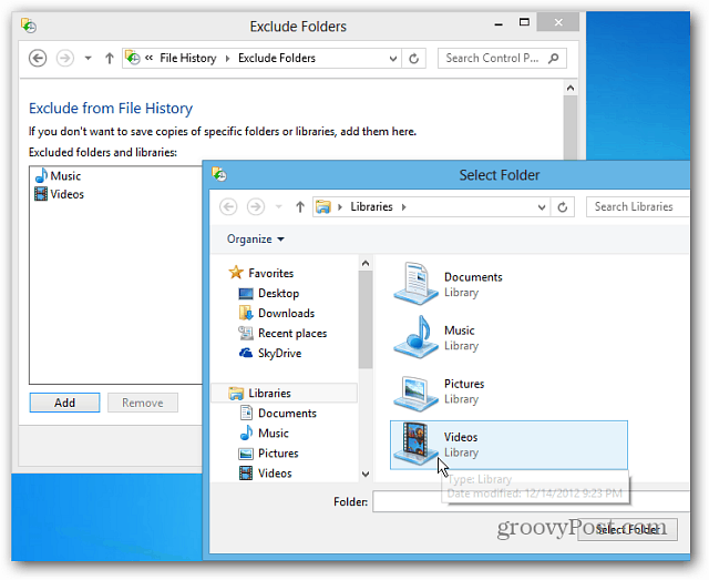 Configurer l'historique des fichiers de Windows 8 pour récupérer les fichiers supprimés