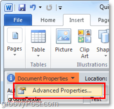 afficher les propriétés avancées du document dans Word 2010