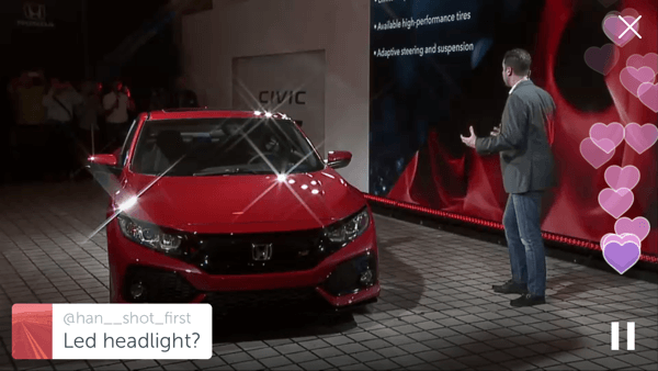 Honda a utilisé Periscope pour révéler son prototype Civic SI 2017.