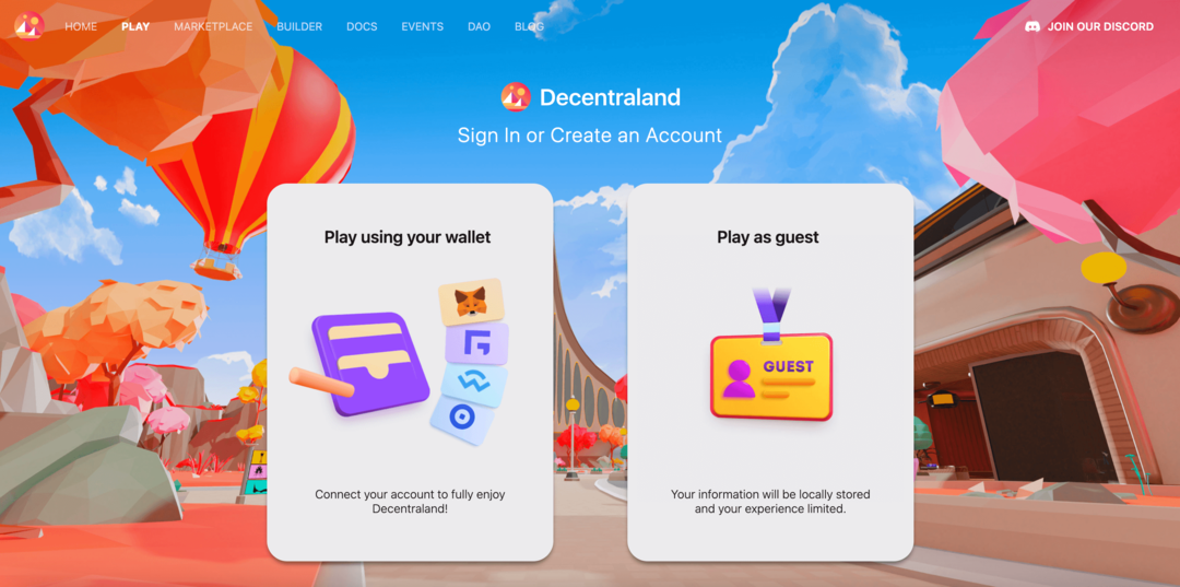 metaverse-worlds-to-considérer-decentraland-wallet-guest-example-1