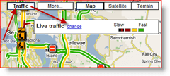 Option de modification du trafic de Google Maps pour le trafic en direct