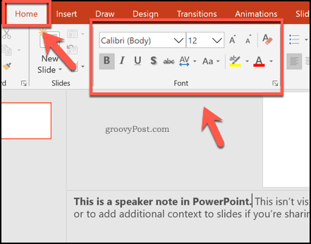 Formatage des notes des intervenants dans PowerPoint