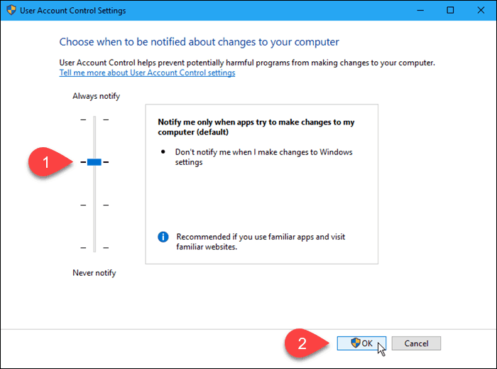 Comment désactiver ou modifier les paramètres de contrôle de compte d'utilisateur (UAC) dans Windows