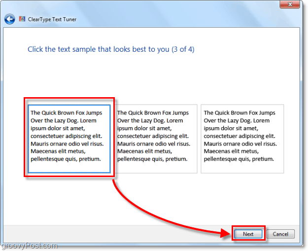 étape 3 de calibrage de clearType dans Windows 7