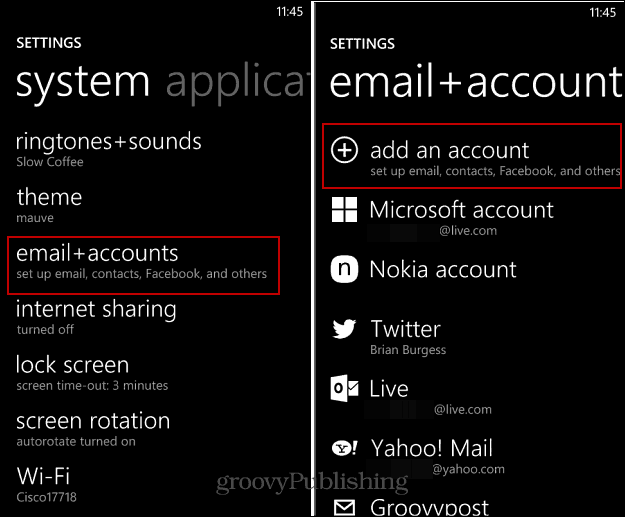 Comment configurer la messagerie et les comptes sociaux sur Windows Phone