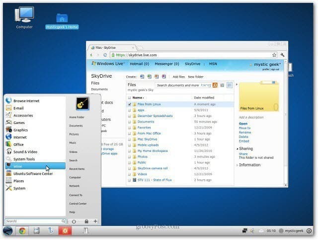 Interface Web Linux SkyDrive