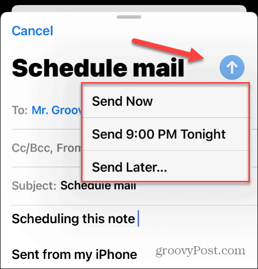 Planifier des e-mails sur iPhone