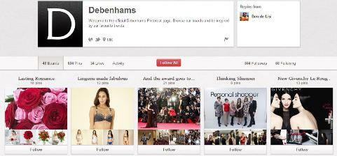 Page de marque Debenhams Pinterest