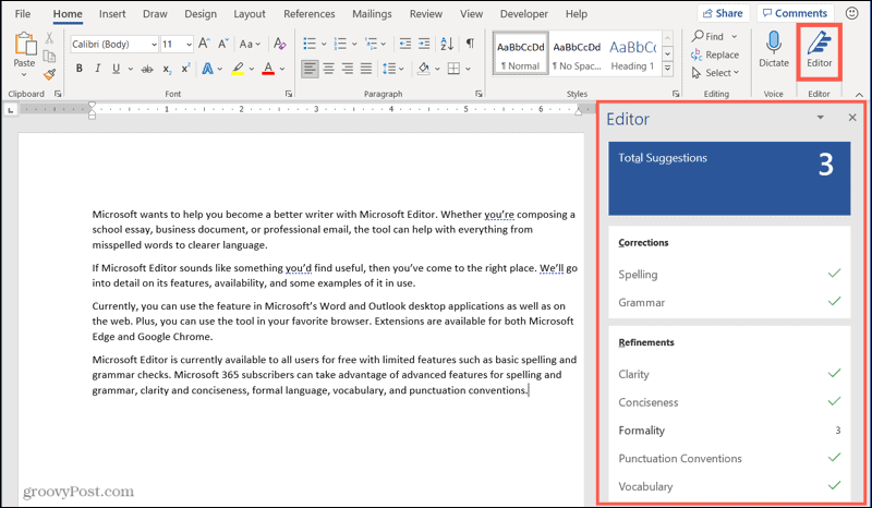 Éditeur Microsoft dans Word sous Windows