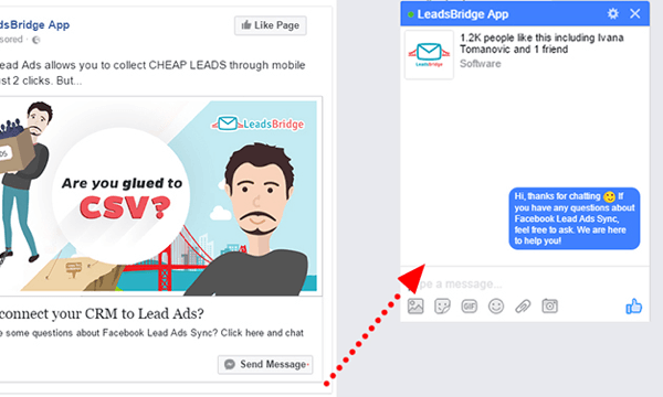 Démarrez une conversation avec les clients dans Messenger avec une annonce de destination Facebook.