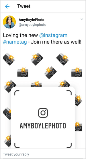 Faites la promotion croisée de votre nom Instagram sur les réseaux sociaux comme Twitter.