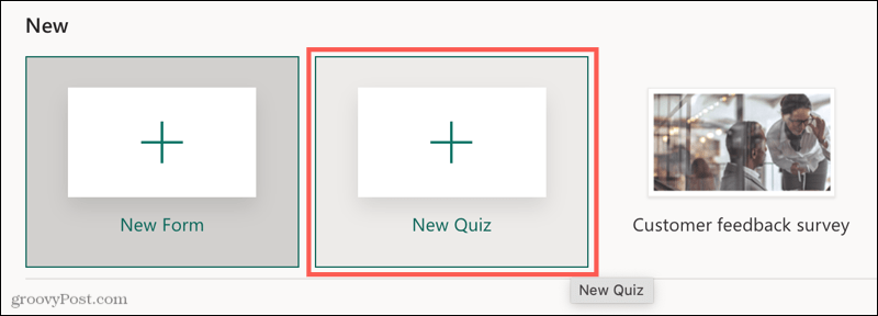 Nouveau quiz Microsoft Forms