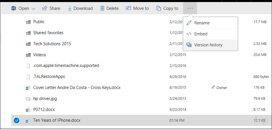 Restaurer les versions précédentes de fichiers dans OneDrive