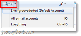 bouton de synchronisation de Windows Live Mail