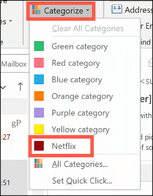 Définir manuellement une catégorie de couleurs dans Outlook