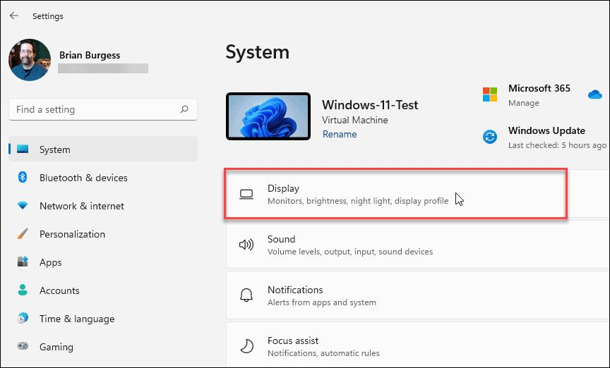 Paramètres système Affichage Windows 11