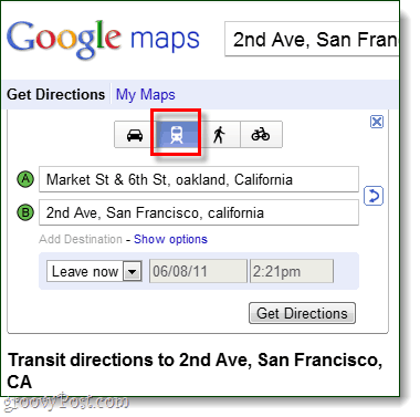 itinéraires en transports en commun dans Google Maps
