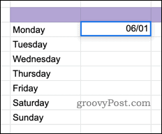 Insertion d'une date dans Google Sheets