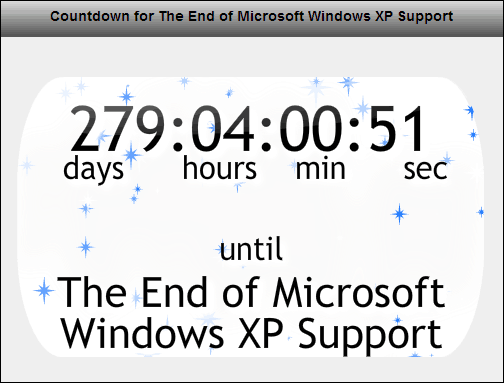 Compte à rebours de prise en charge de Windows XP