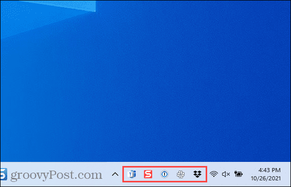 Icônes de débordement de coin de la barre des tâches dans Windows 11