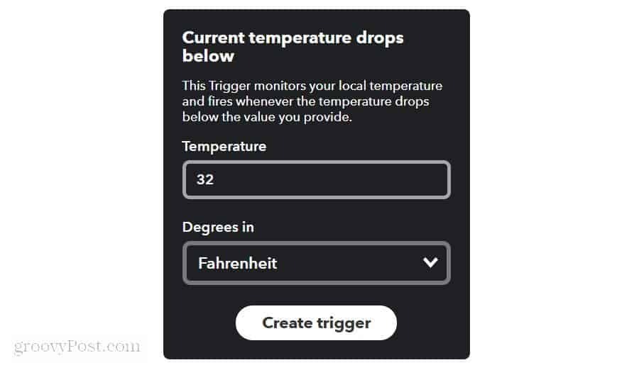 définition de la température limite météo en ifttt
