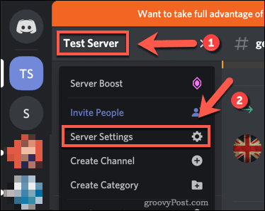 Option des paramètres du serveur Discord