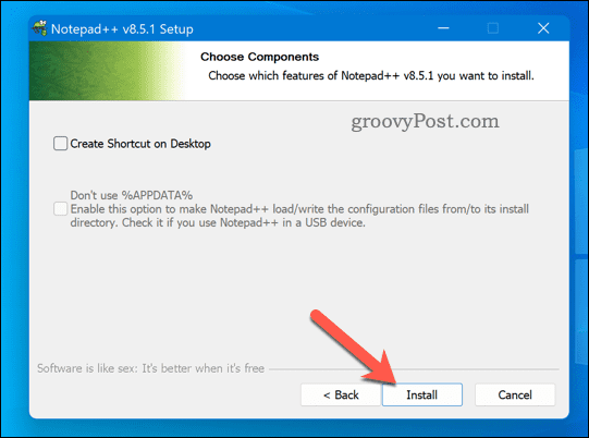 Lancer le programme d'installation de Notepad++