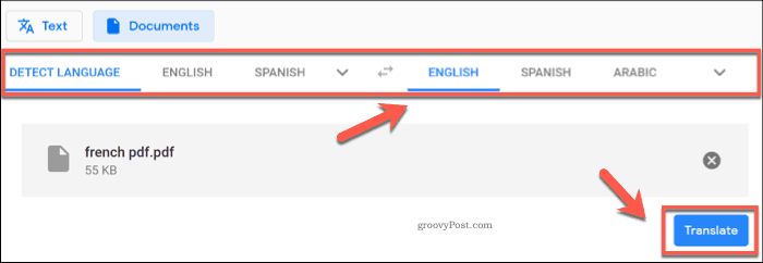Traduire un document à l'aide de Google Translate