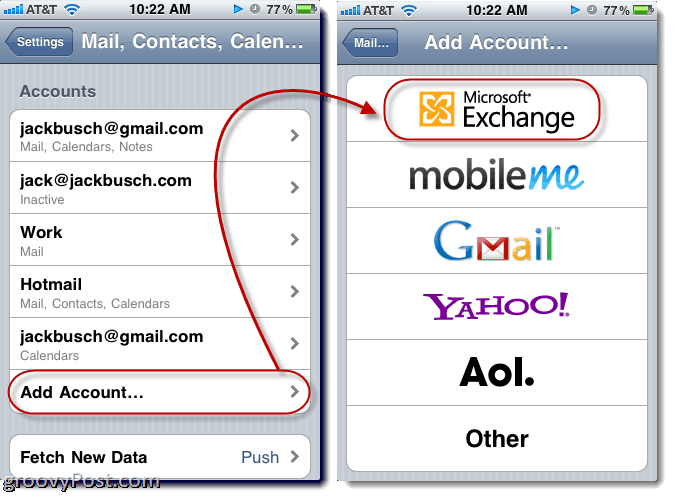 Ajout de Hotmail Exchange ActiveSync à l'iPhone