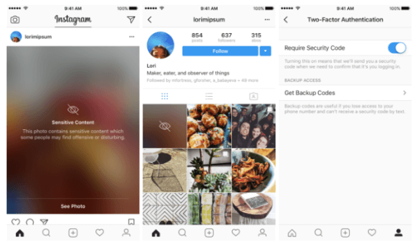 Instagram étend l'authentification à deux facteurs à tous les utilisateurs et commence à brouiller le contenu sensible.