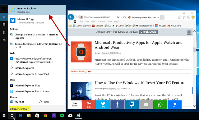 Conseil Windows 10: recherchez et utilisez Internet Explorer en cas de besoin