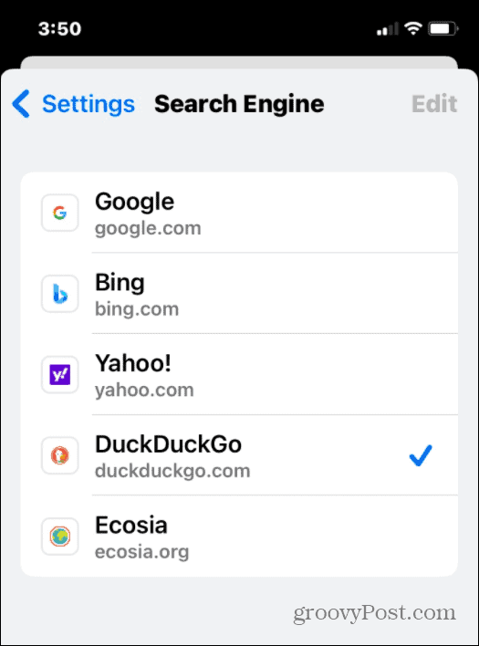 Google Chrome Choisissez le moteur de recherche