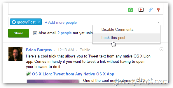 Verrouiller ou bloquer les commentaires sur la publication Google +