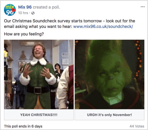 Exemple de thème de vacances de sondage Facebook GIF