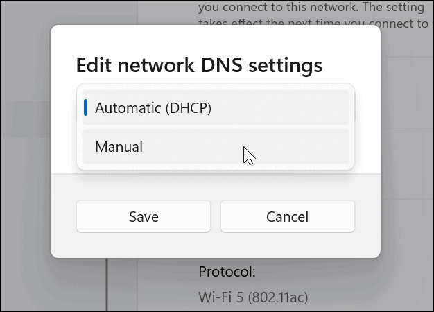 modifier les paramètres DNS