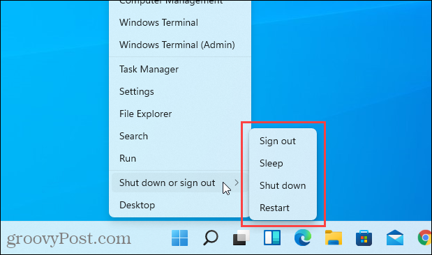 Pas d'option Hibernate dans le menu Windows + X dans Windows 11